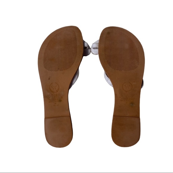 Victoria Secret Love Pink Leather Sandals With Pink Heart Toe Loop - Picture 4 of 10